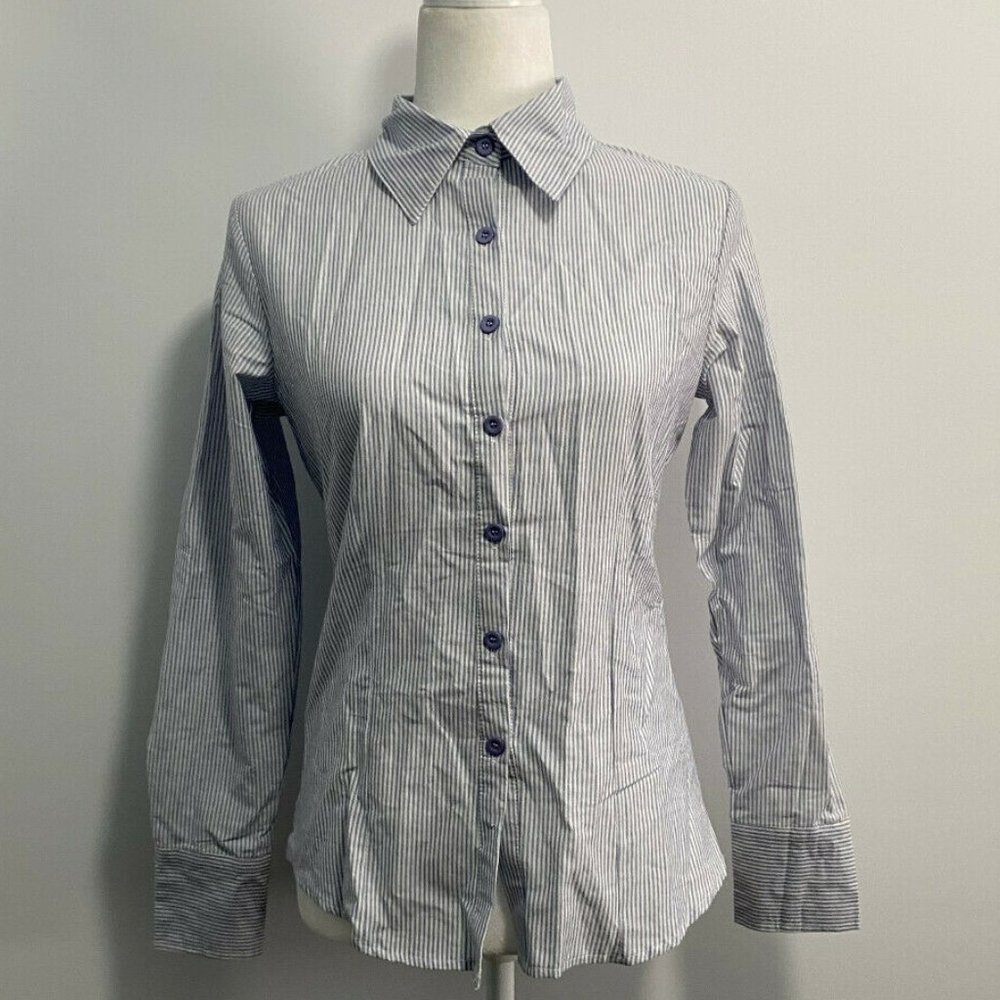 Hotouch Button Down Shirt Blue‎ Striped Size XS